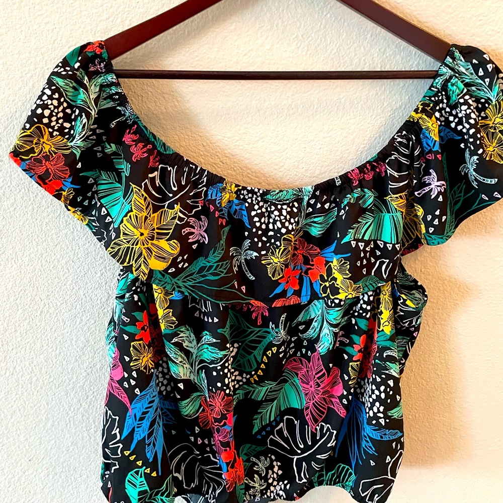 XXL off the shoulder top- Multi colored